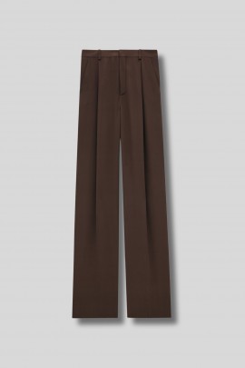 High-waisted brown silk pants