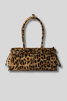 Leopard-print leather bag