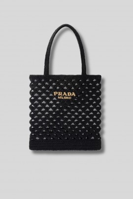 Black crochet tote bag