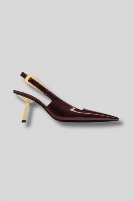 Burgundy patent leather pumps