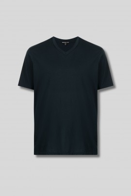 V-neck T-shirt in navy blue Japanese cotton