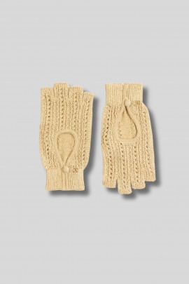 Knitted mittens in gold Lurex