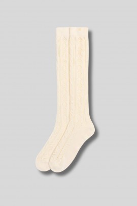 Cotton socks with cream perforated pattern