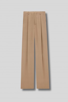 Pantalon en crêpe de soie fluide beige foncé