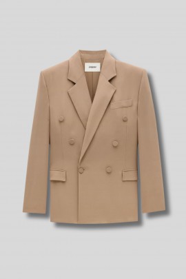 Veste blazer en crêpe de soie beige foncé