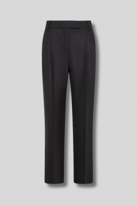 Pantalon à pinces en matière bi-stretch noir
