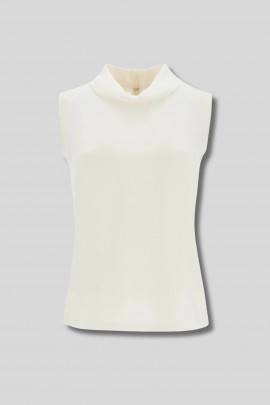 Ivory short-sleeved silk blouse