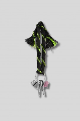 Black and neon yellow polyester and brass BB key ring lace