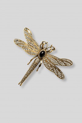 Gold-plated brass brooch Dragonfly