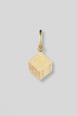 Dado pendant in brushed yellow gold 11 mm