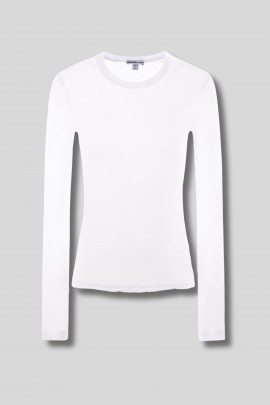 T-shirt en coton manches longues blanc