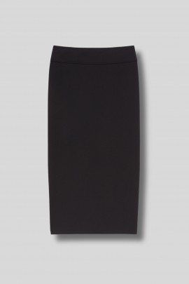 Straight skirt in black neoprene jersey