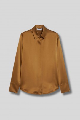 Dark camel silk shirt