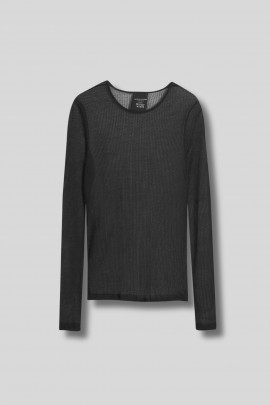 Black fishnet crew neck t-shirt