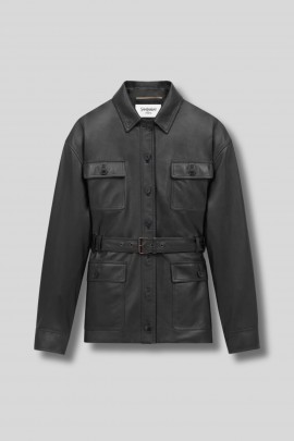 Veste chemise saharienne en cuir