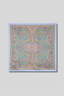 Printed silk square in shades of blue