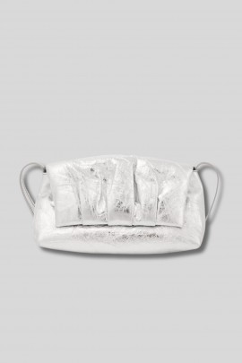 Silver leather Pillow clutch