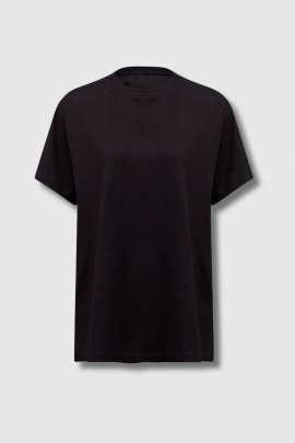 Black cotton and viscose back t-shirt