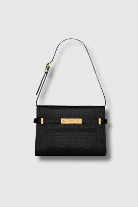 Manhattan Small bag in shiny black crocodile leather