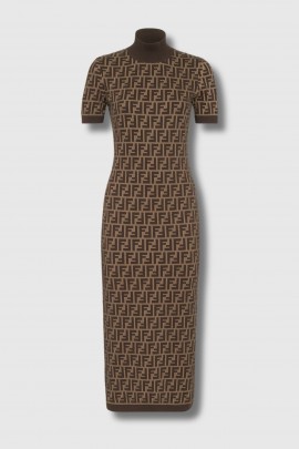 Robe en coton FF marron