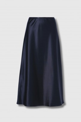 Navy blue silk skirt