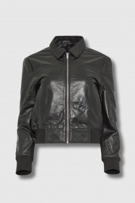 Black leather bomber