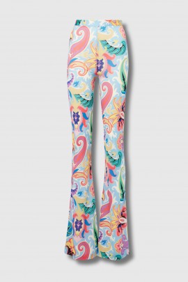 Pantalon en viscose imprimé multicolore