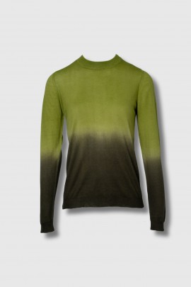 Green and khaki gradient cashmere jumper