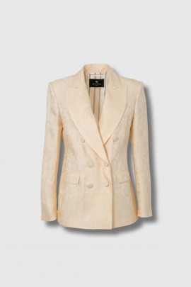 Double-breasted blazer in gold jacquard