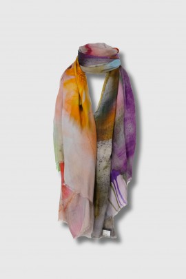 Flower stole in printed silk