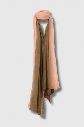 Cloud shawl in thick pink and green gradient cashmere