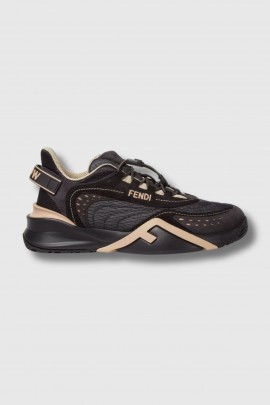 Baskets Flow en filet et daim noir

