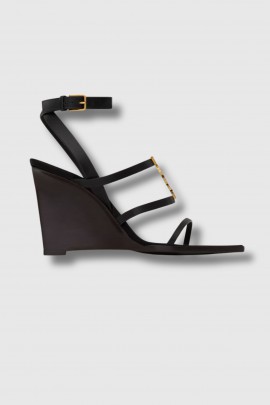 Cassandre wedge sandals in black leather