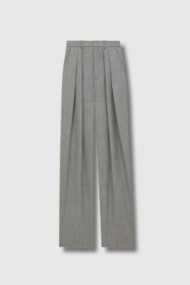 Pantalon ample en sergé de laine gris