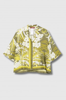 Chemise imprimée fleurs kaki