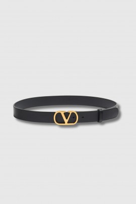 Ceinture V Logo Signature 30mm en cuir noir 								
