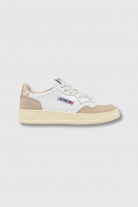 Baskets Medalis Low en daim White & Gold