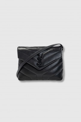 Loulou Toy bag in black leather with black logo