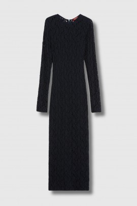 Robe ajustée en dentelle cloquée noir 