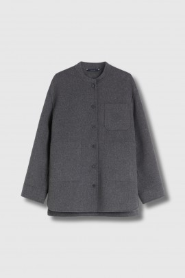 Grey wool shirt jacket