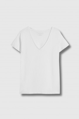T-shirt col V en coton blanc