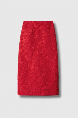 Jupe Jacquard Matelassé Peony rouge 