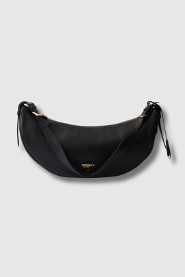 Sac à bandoulière Demi-lune en cuir noir