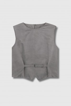 Gilet tailleur ceinturé gris 
