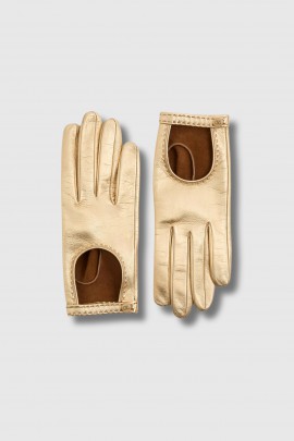 Gold laminated Nappa leather gloves