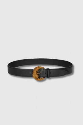 Black leather paisley buckle belt