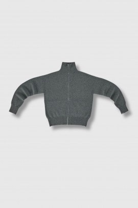 Grey cashmere zipped cardigan