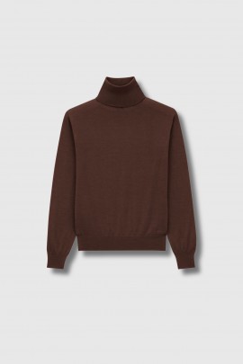 Brown cashmere wool & silk turtleneck