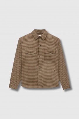 Houndstooth wool shirt jacket