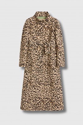 Leopard print wool coat